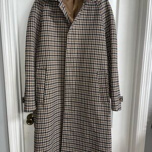 H&M Men's Brown Checkered Trench Coat